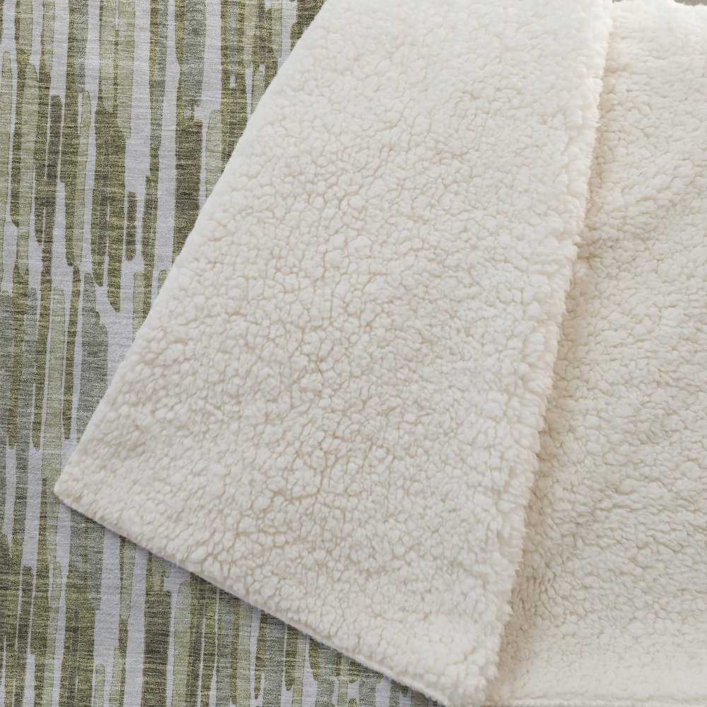 Premium Machine Washable ASB739 Olive 50" x 70" Sherpa Throw Blanket. Picture 2