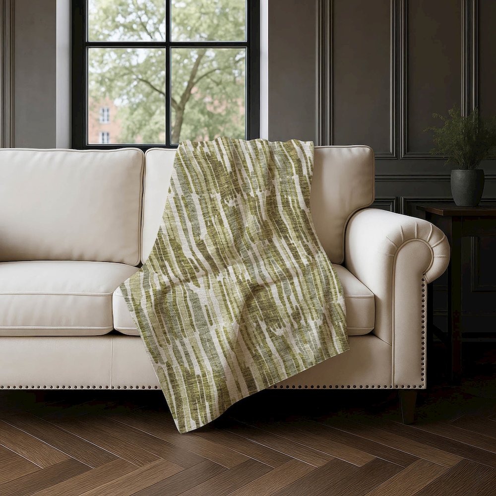 Premium Machine Washable ASB739 Olive 50" x 70" Sherpa Throw Blanket. Picture 4