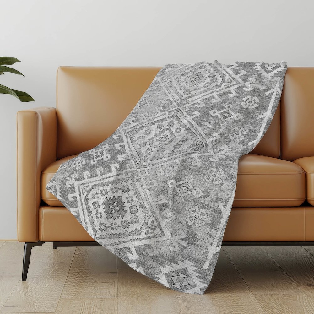 Premium Machine Washable ASB73 Ash 50" x 70" Sherpa Throw Blanket. Picture 4