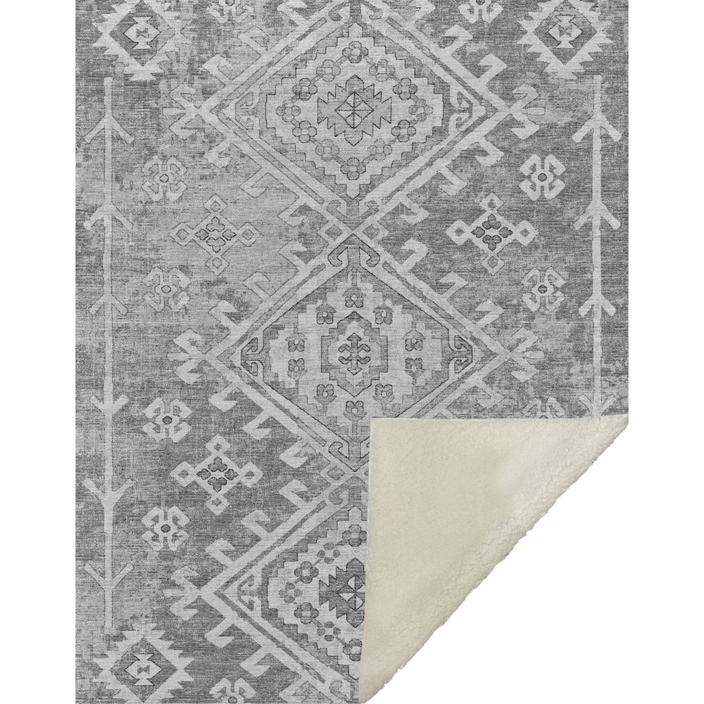 Premium Machine Washable ASB73 Ash 50" x 70" Sherpa Throw Blanket. Picture 1