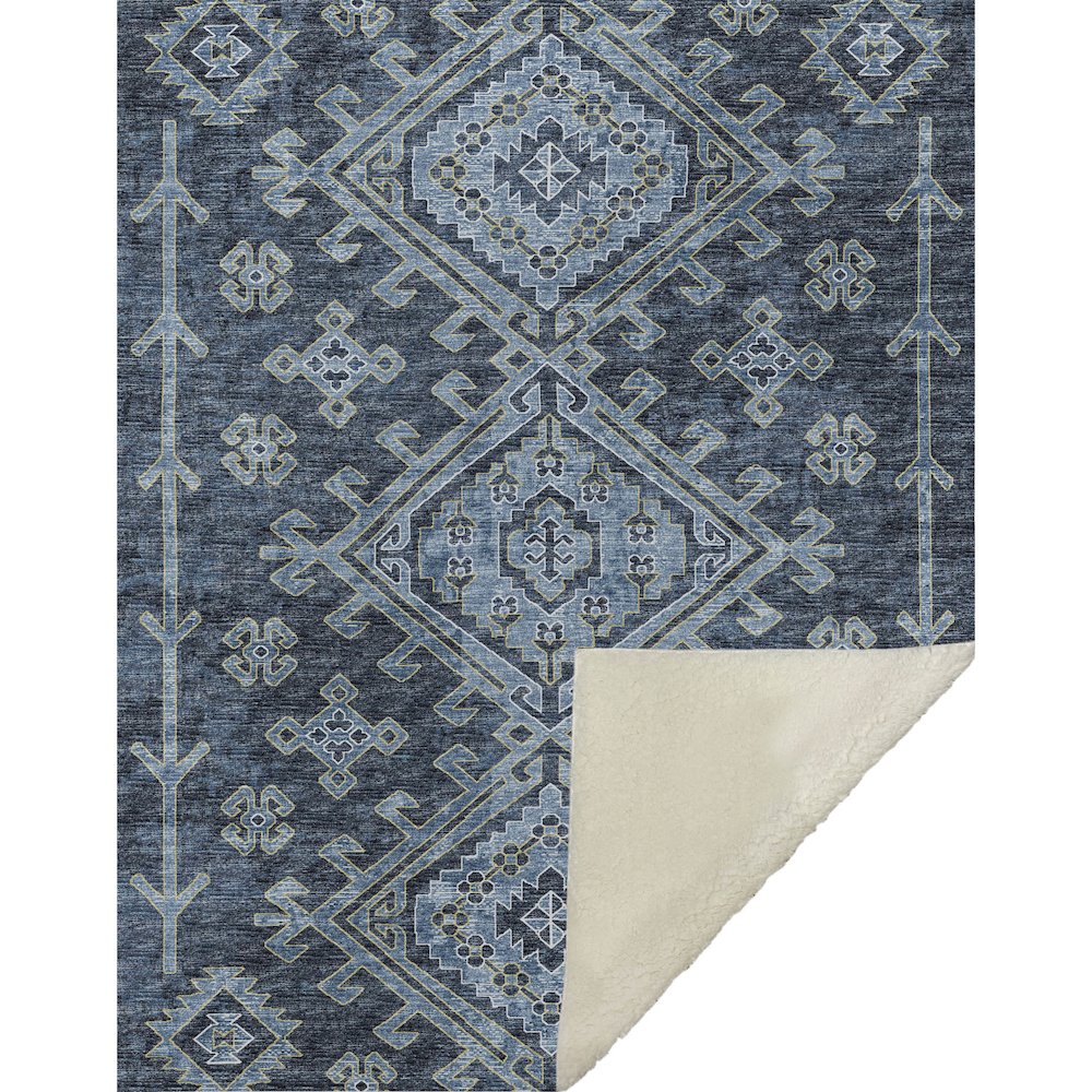 Premium Machine Washable ASB73 Blue 50" x 70" Sherpa Throw Blanket. Picture 1