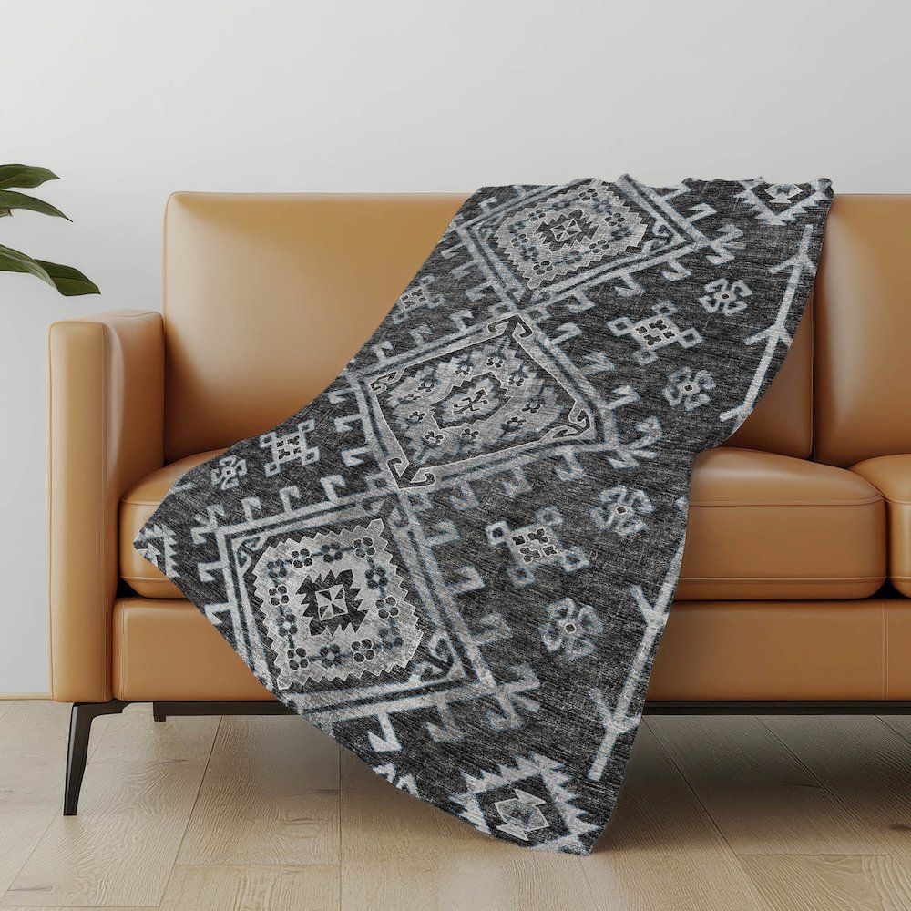 Premium Machine Washable ASB73 Shadow 50" x 70" Sherpa Throw Blanket. Picture 4
