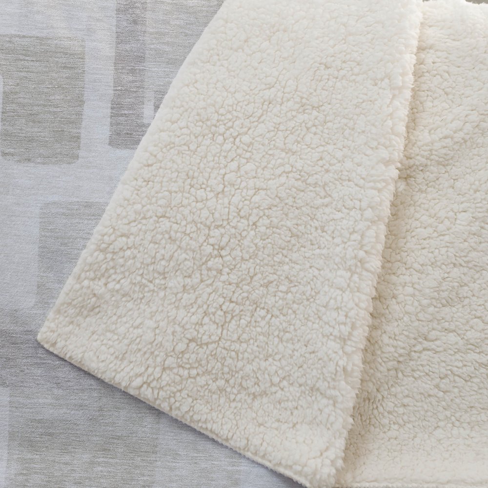 Premium Machine Washable ASB740 Beige 50" x 70" Sherpa Throw Blanket. Picture 2