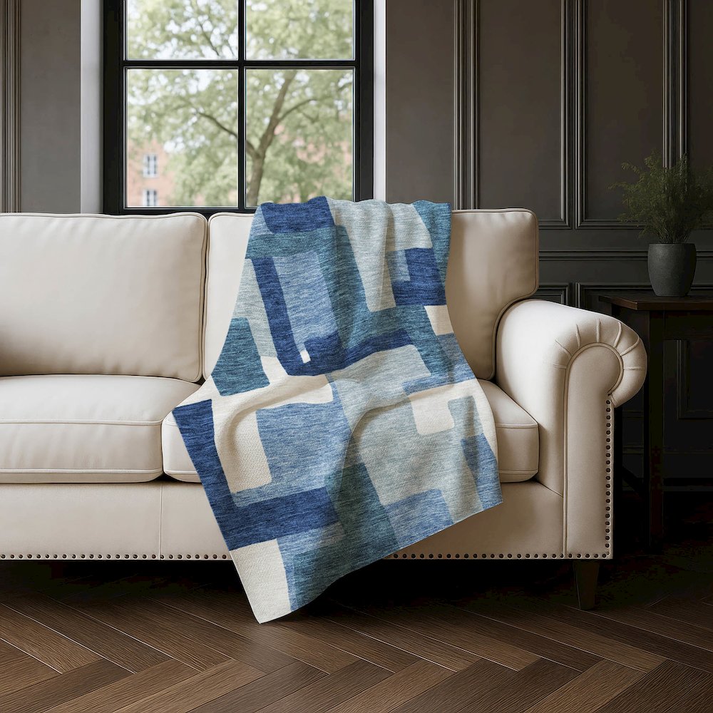 Premium Machine Washable ASB740 Blue 50" x 70" Sherpa Throw Blanket. Picture 4