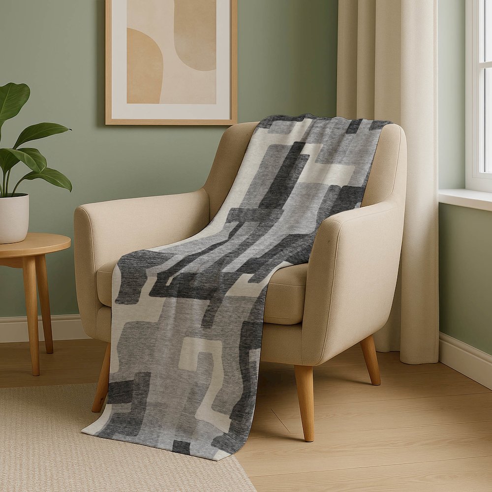 Premium Machine Washable ASB740 Gray 50" x 70" Sherpa Throw Blanket. Picture 5