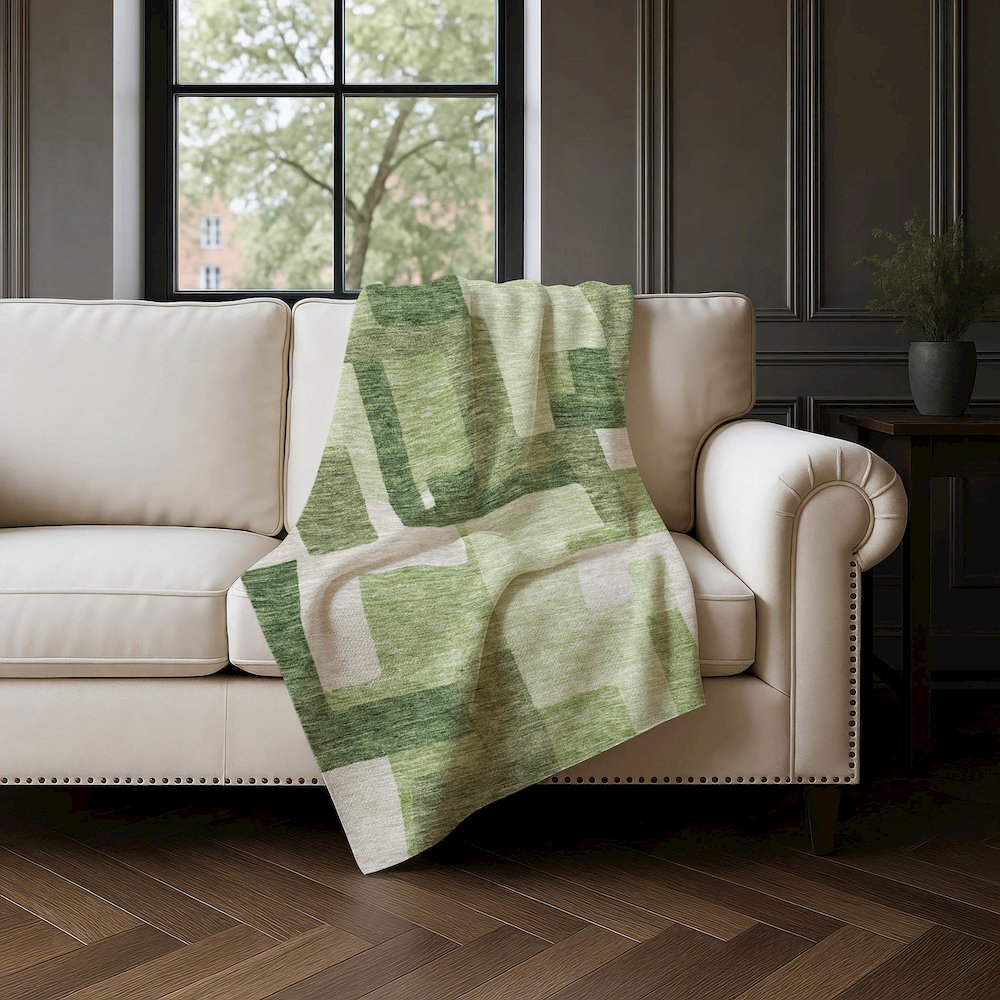 Premium Machine Washable ASB740 Green 50" x 70" Sherpa Throw Blanket. Picture 4