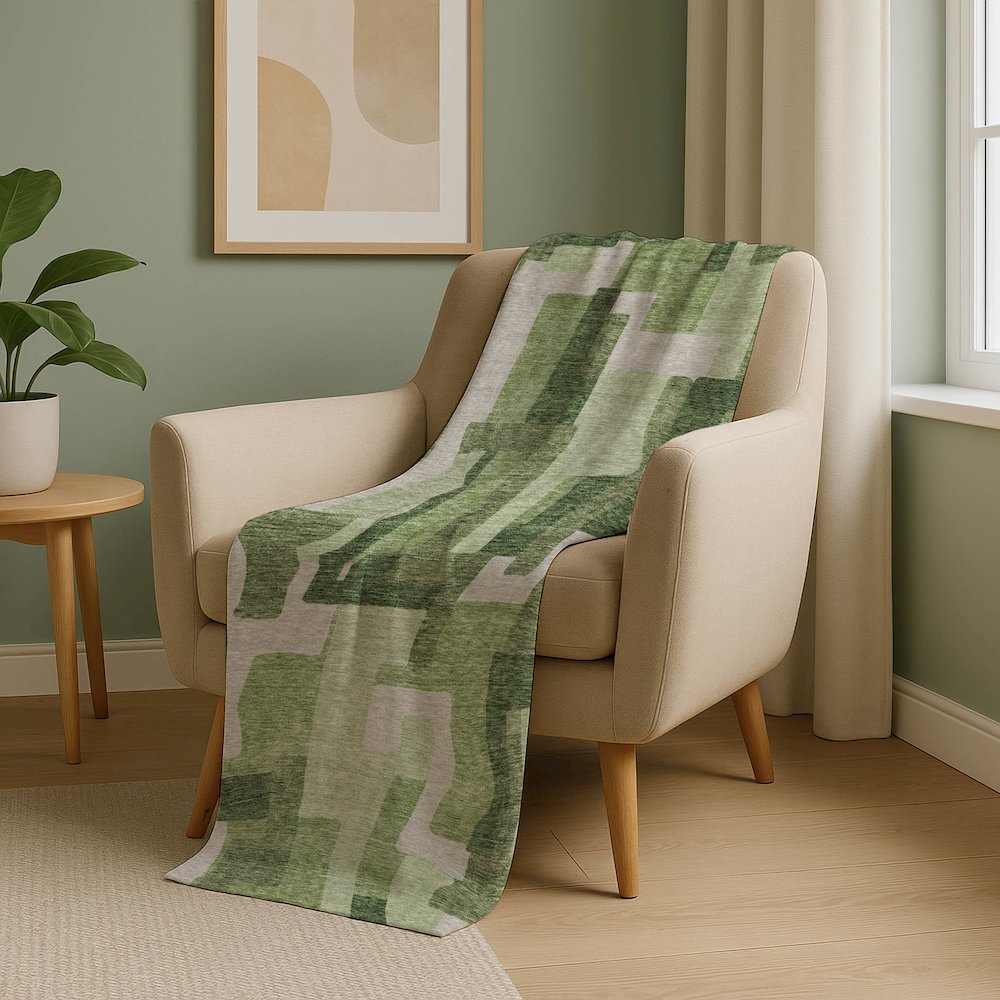 Premium Machine Washable ASB740 Green 50" x 70" Sherpa Throw Blanket. Picture 5