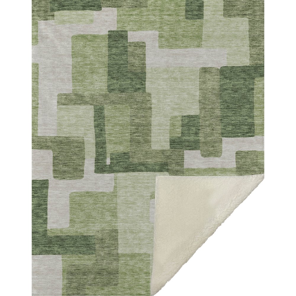 Premium Machine Washable ASB740 Green 50" x 70" Sherpa Throw Blanket. Picture 1