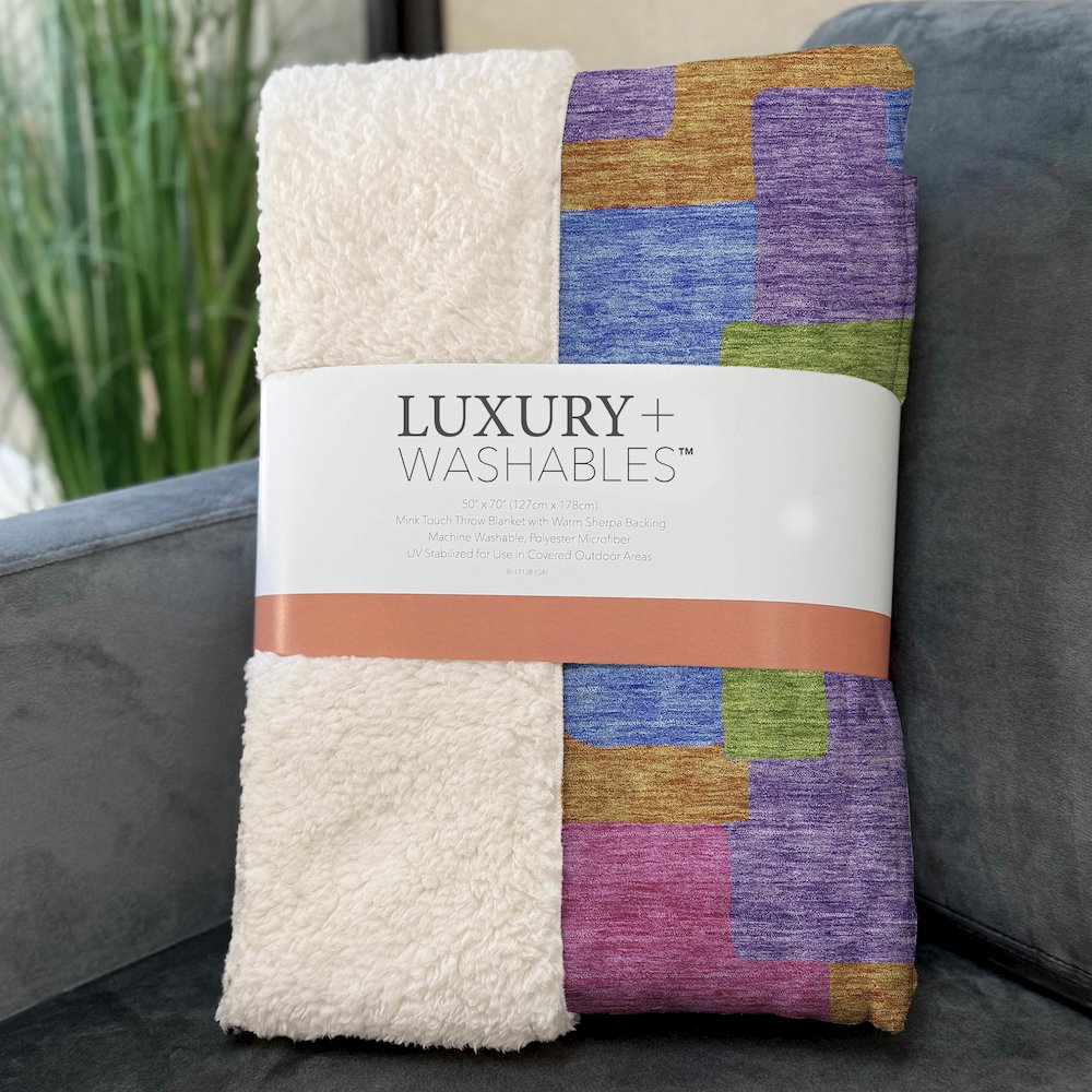 Premium Machine Washable ASB740 Purple 50" x 70" Sherpa Throw Blanket. Picture 3