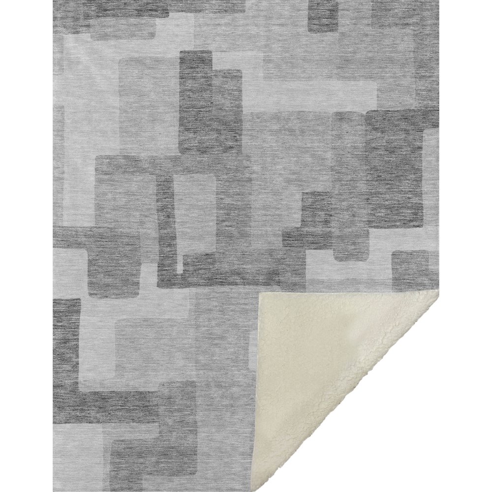 Premium Machine Washable ASB740 Silver 50" x 70" Sherpa Throw Blanket. Picture 1