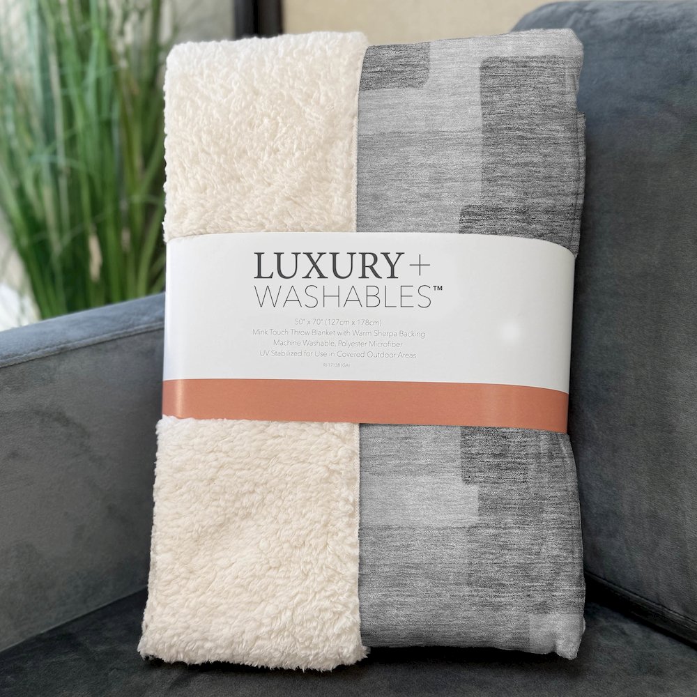 Premium Machine Washable ASB740 Silver 50" x 70" Sherpa Throw Blanket. Picture 3