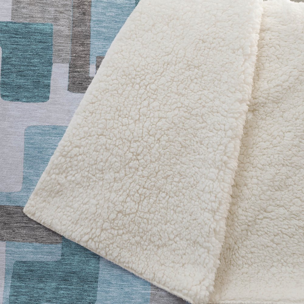 Premium Machine Washable ASB740 Teal 50" x 70" Sherpa Throw Blanket. Picture 2