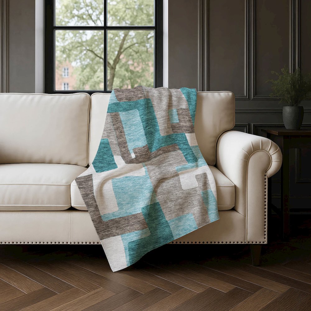 Premium Machine Washable ASB740 Teal 50" x 70" Sherpa Throw Blanket. Picture 4