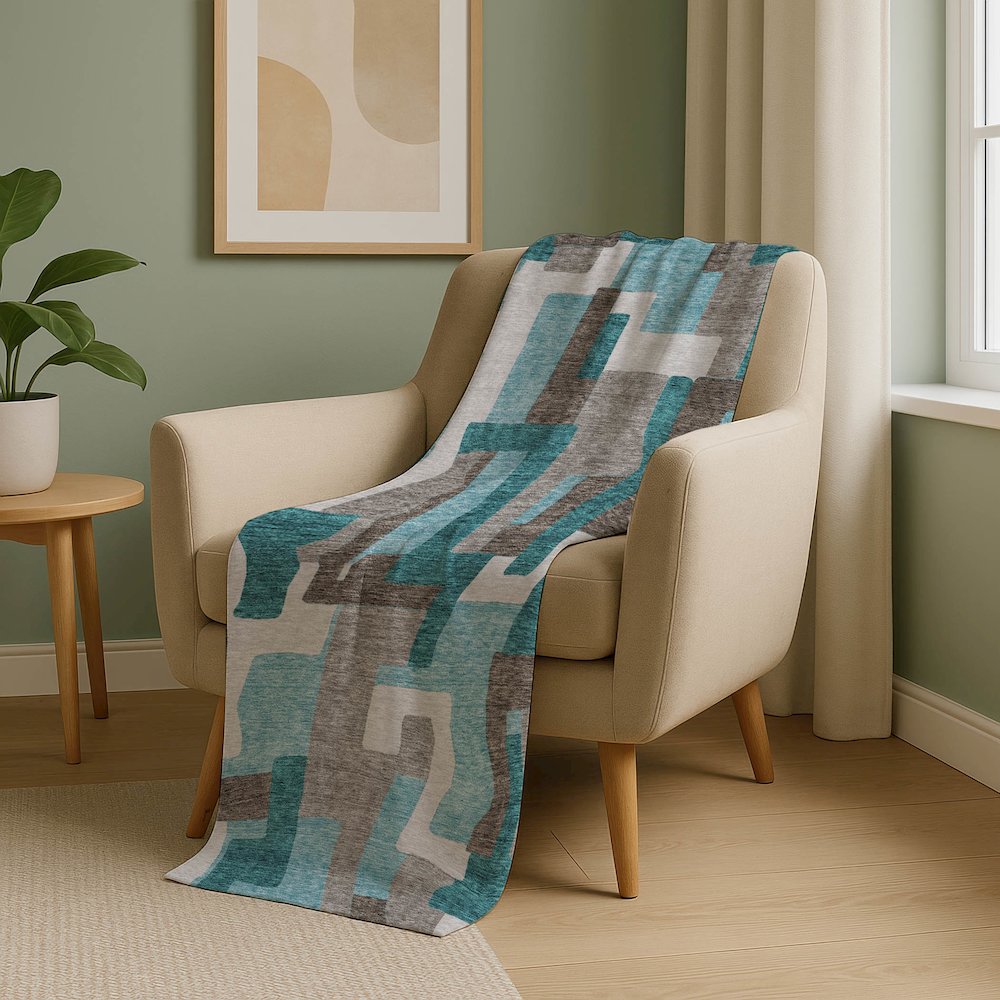 Premium Machine Washable ASB740 Teal 50" x 70" Sherpa Throw Blanket. Picture 5