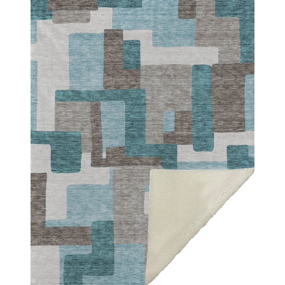 Premium Machine Washable ASB740 Teal 50" x 70" Sherpa Throw Blanket. Picture 1