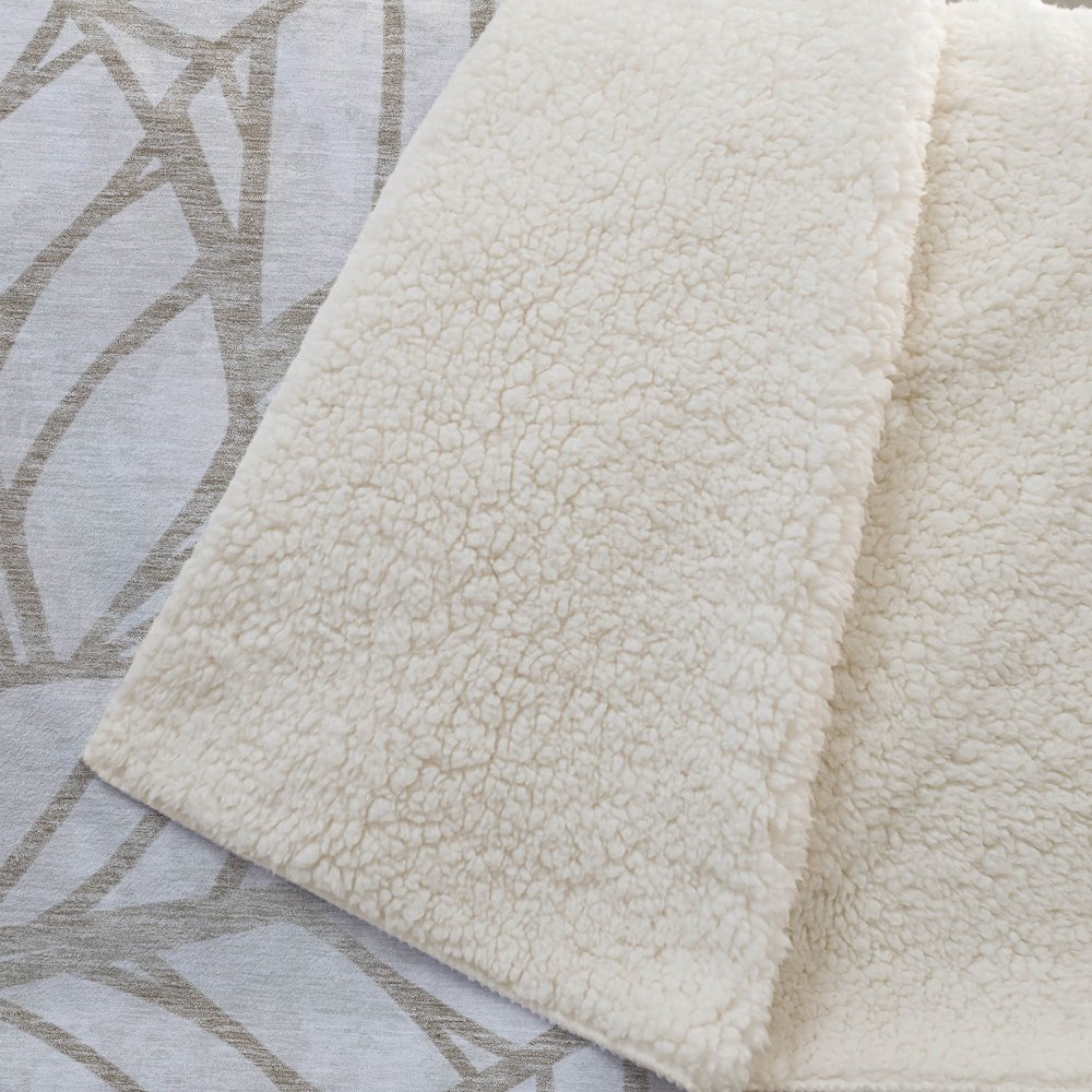 Premium Machine Washable ASB741 Beige 50" x 70" Sherpa Throw Blanket. Picture 2