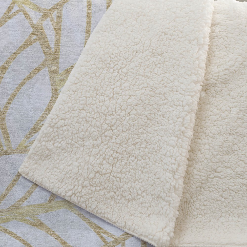 Premium Machine Washable ASB741 Gold 50" x 70" Sherpa Throw Blanket. Picture 2