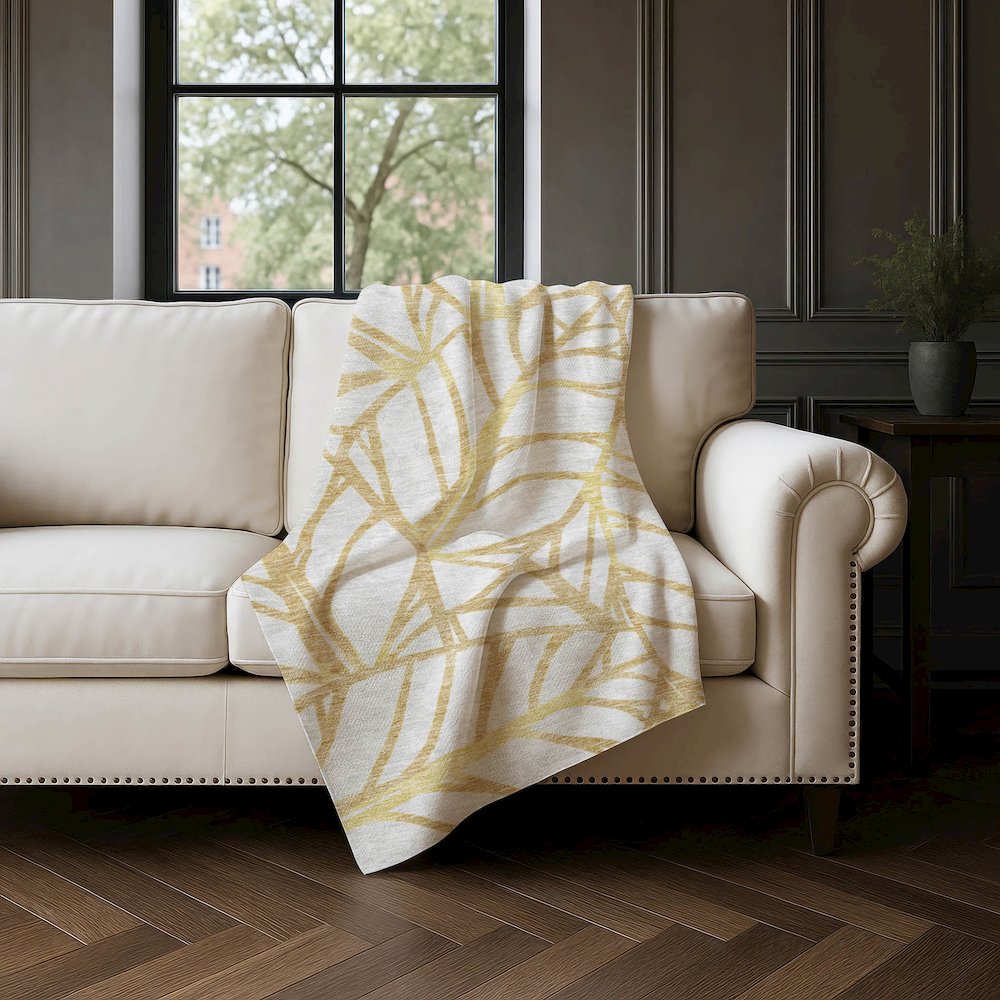 Premium Machine Washable ASB741 Gold 50" x 70" Sherpa Throw Blanket. Picture 4
