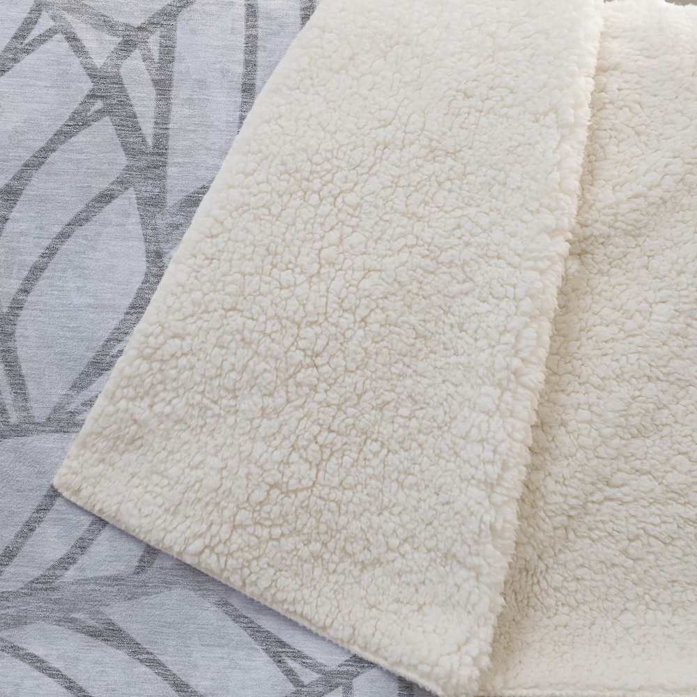 Premium Machine Washable ASB741 Gray 50" x 70" Sherpa Throw Blanket. Picture 2