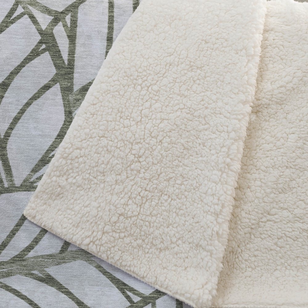Premium Machine Washable ASB741 Olive 50" x 70" Sherpa Throw Blanket. Picture 2