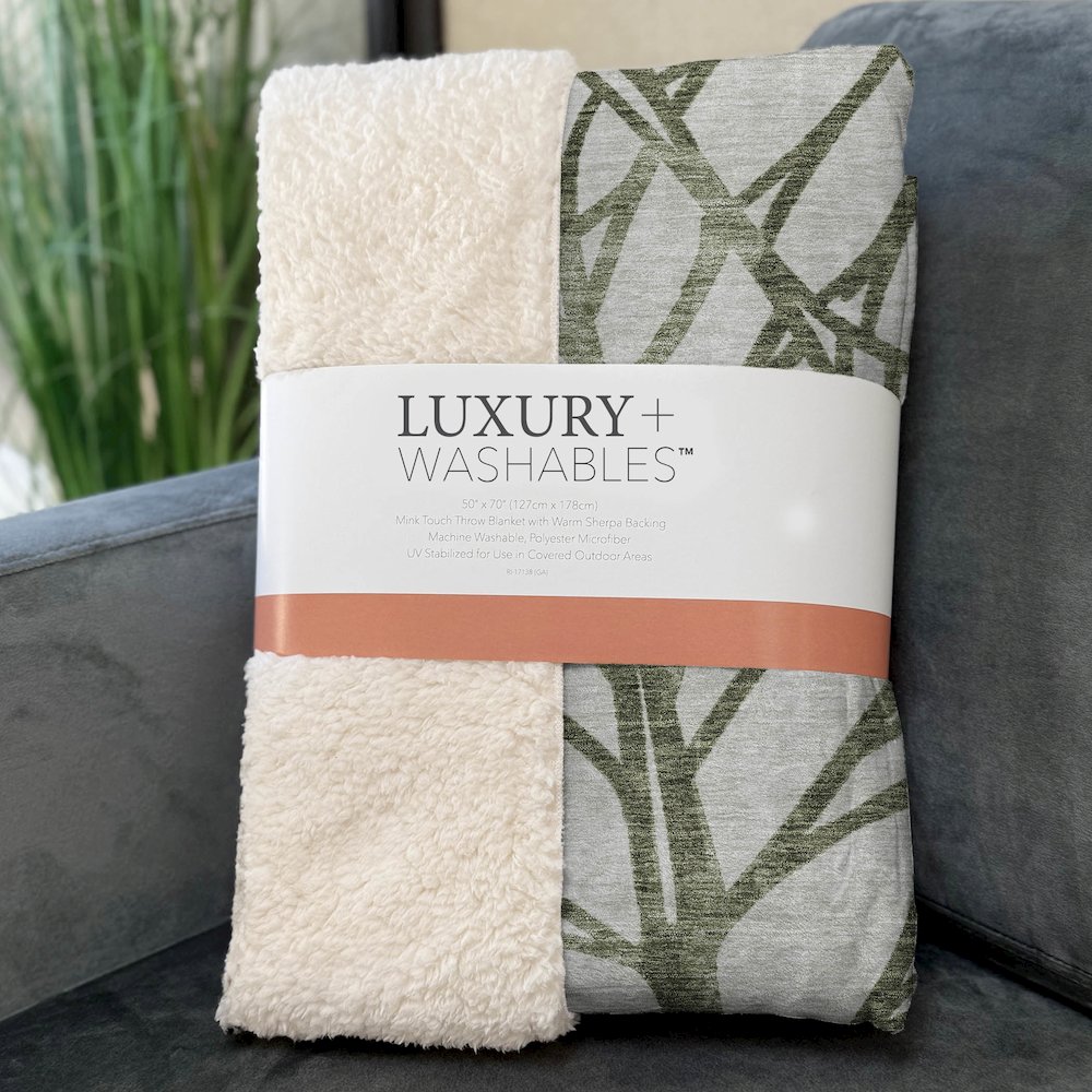 Premium Machine Washable ASB741 Olive 50" x 70" Sherpa Throw Blanket. Picture 3