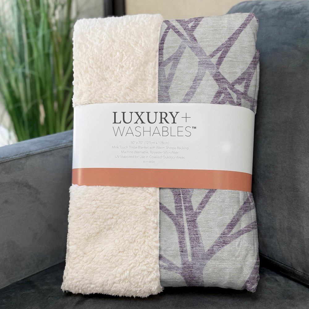 Premium Machine Washable ASB741 Purple 50" x 70" Sherpa Throw Blanket. Picture 3