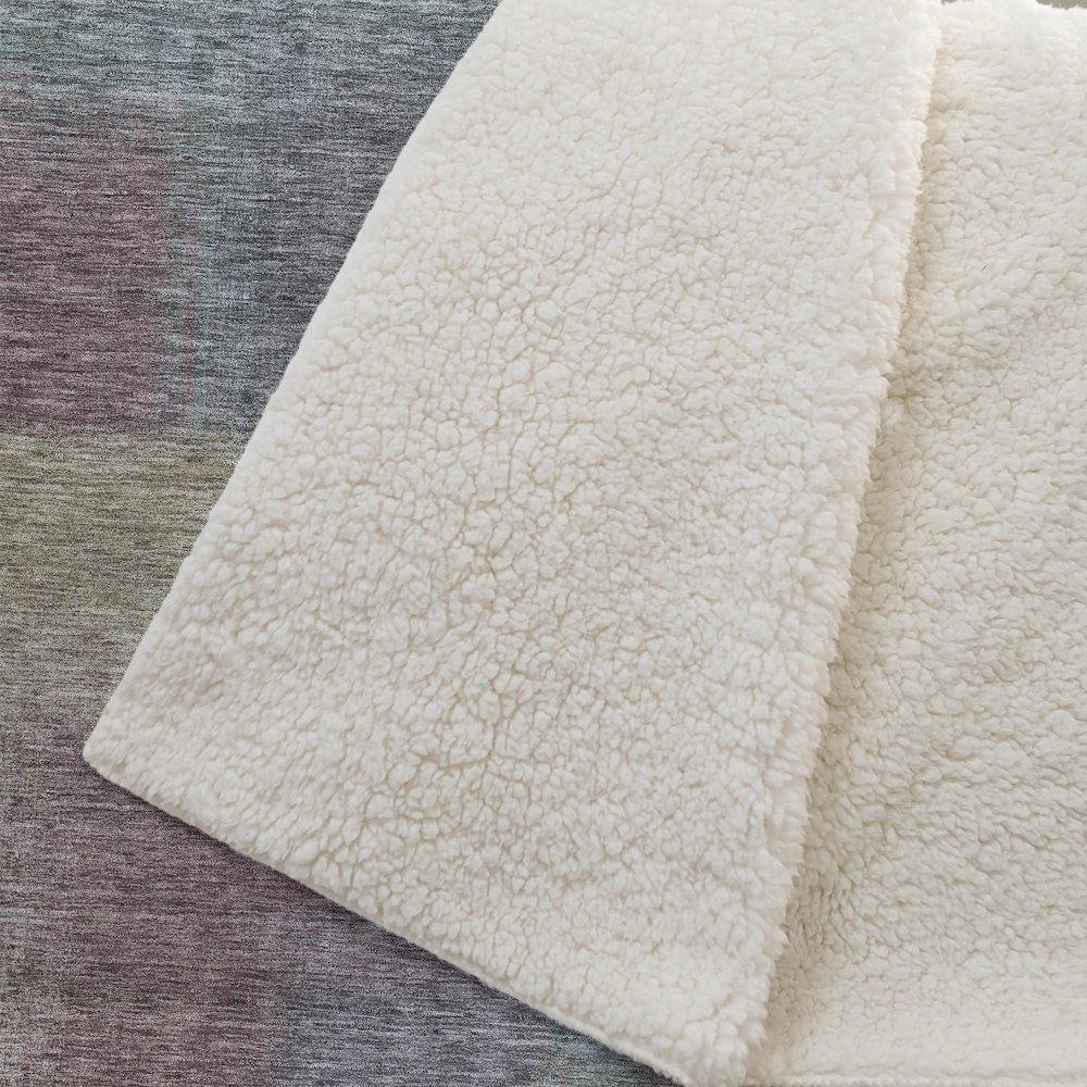 Premium Machine Washable ASB742 Beige 50" x 70" Sherpa Throw Blanket. Picture 2