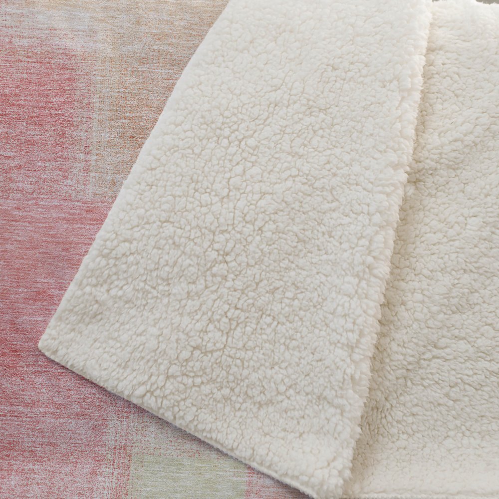 Premium Machine Washable ASB742 Blush 50" x 70" Sherpa Throw Blanket. Picture 2