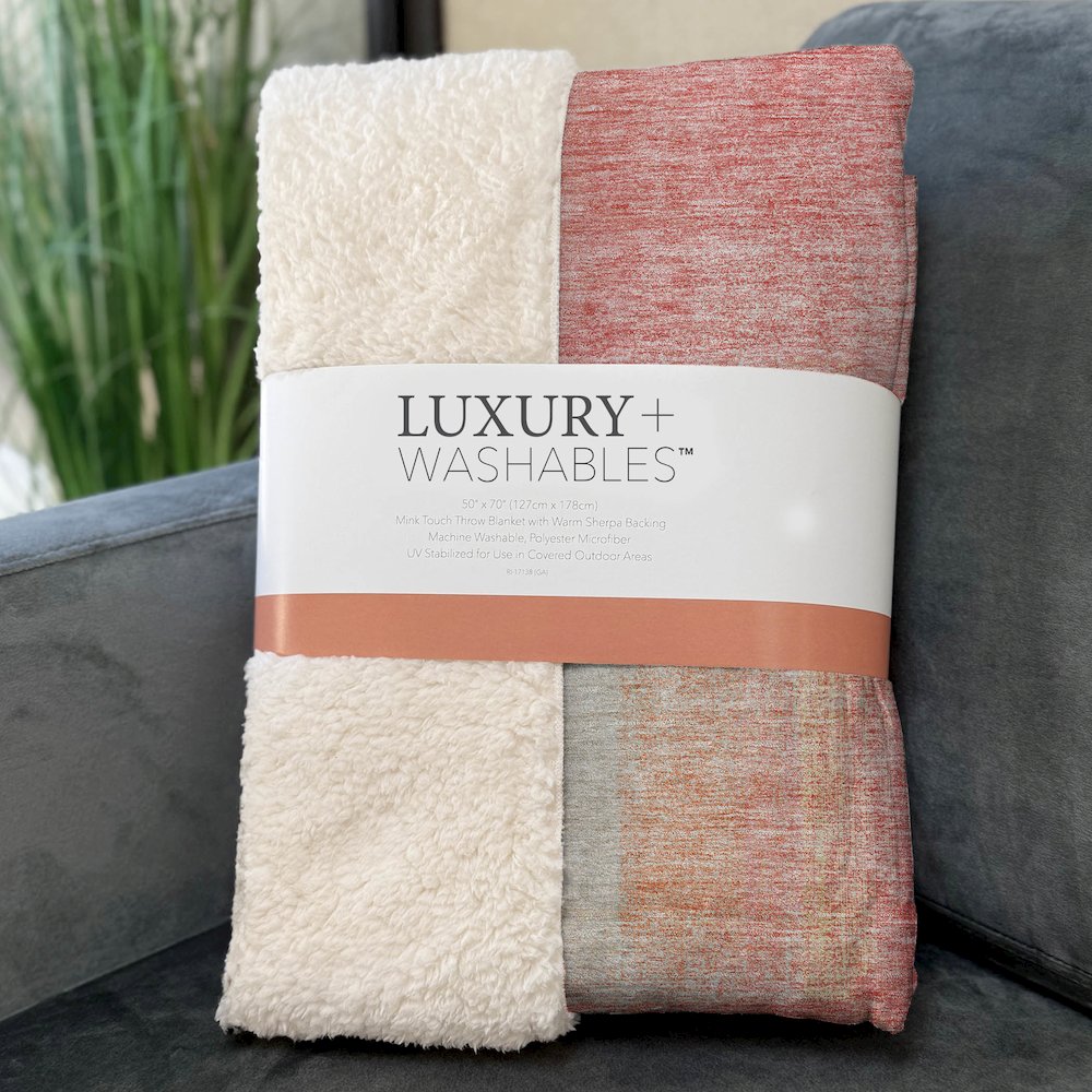 Premium Machine Washable ASB742 Blush 50" x 70" Sherpa Throw Blanket. Picture 3