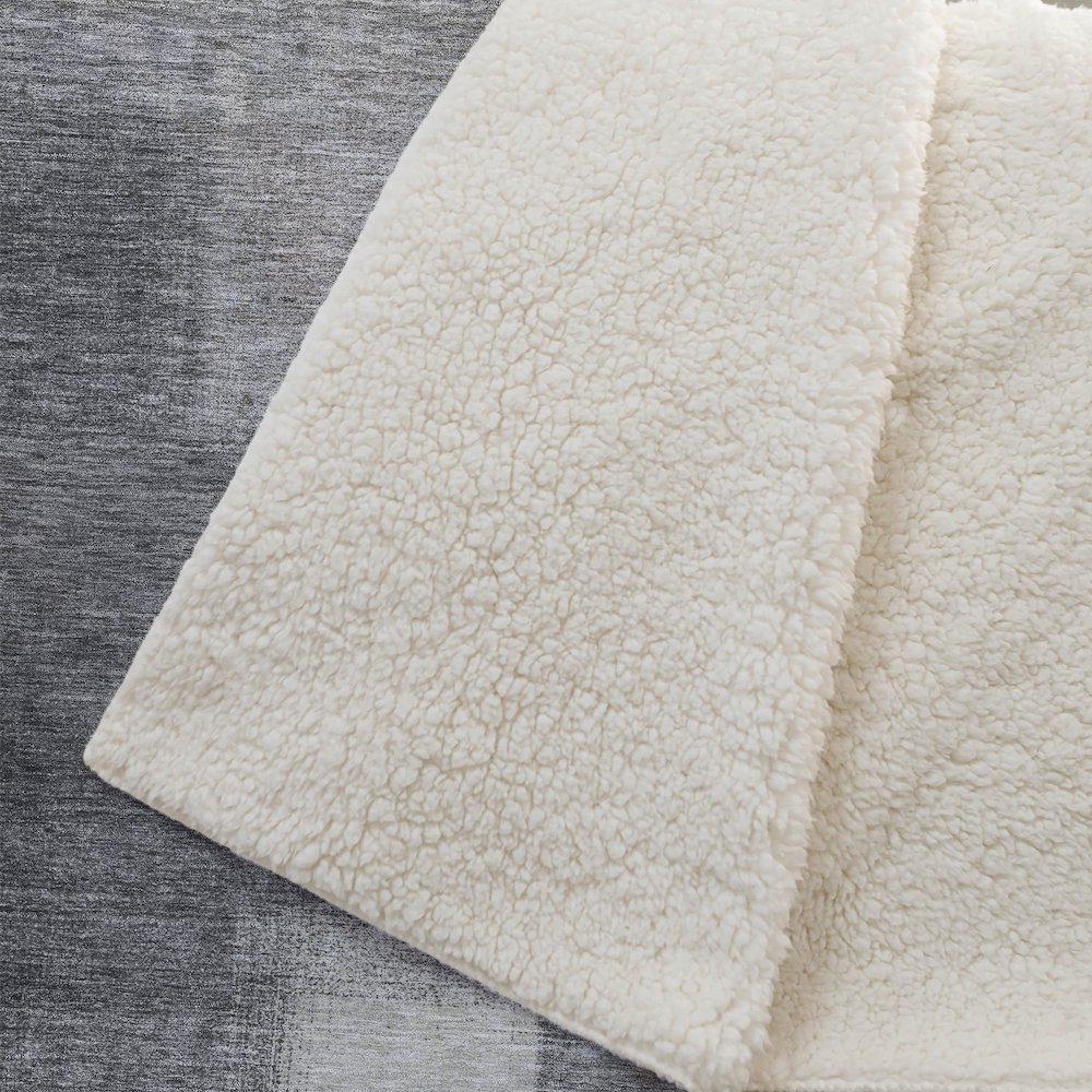 Premium Machine Washable ASB742 Charcoal 50" x 70" Sherpa Throw Blanket. Picture 2