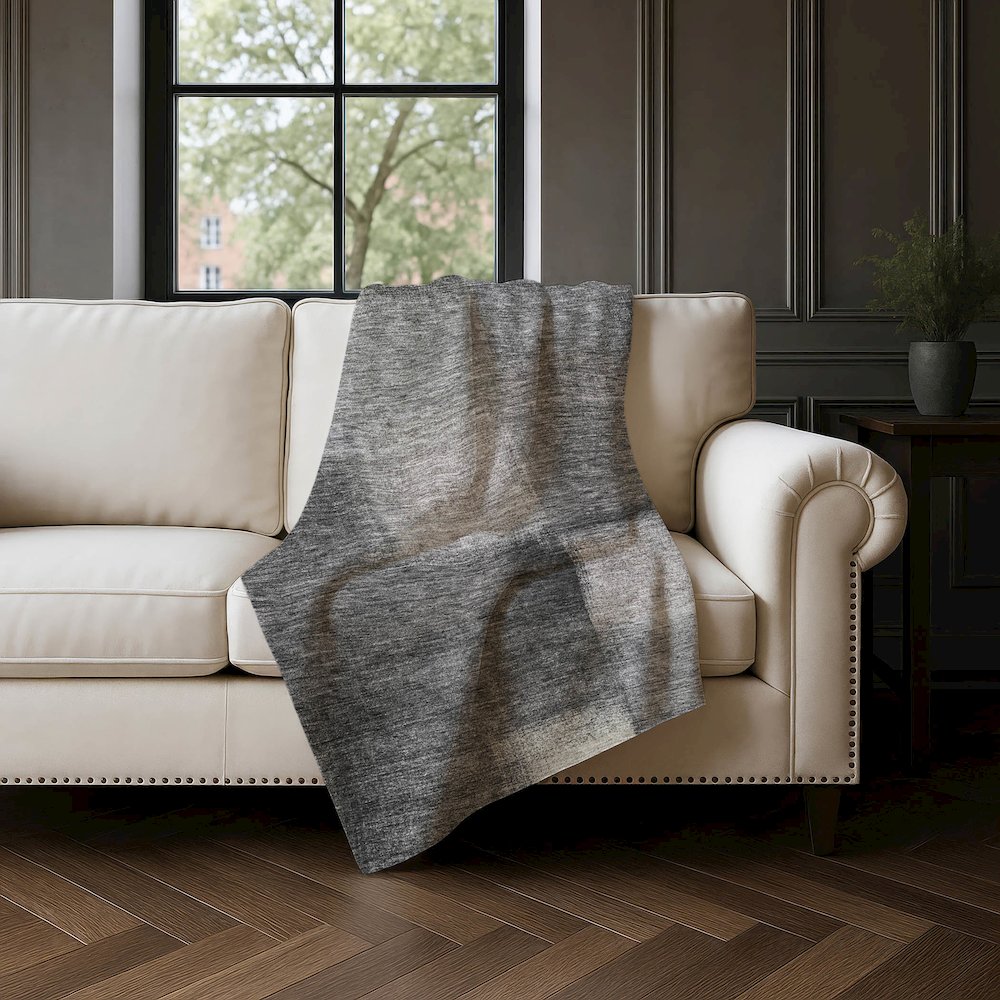 Premium Machine Washable ASB742 Charcoal 50" x 70" Sherpa Throw Blanket. Picture 4