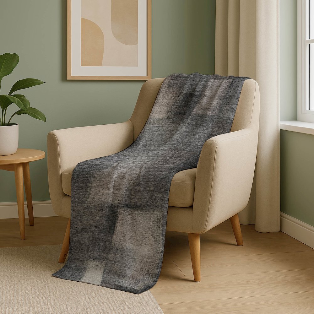 Premium Machine Washable ASB742 Charcoal 50" x 70" Sherpa Throw Blanket. Picture 5