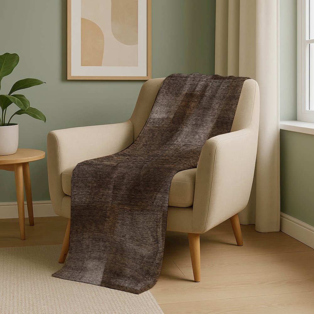 Premium Machine Washable ASB742 Chocolate 50" x 70" Sherpa Throw Blanket. Picture 5