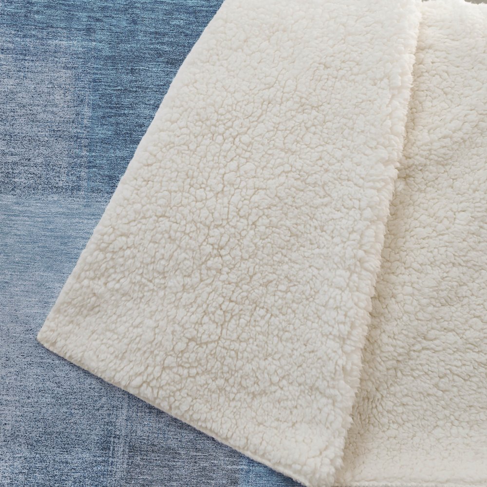 Premium Machine Washable ASB742 Denim 50" x 70" Sherpa Throw Blanket. Picture 2