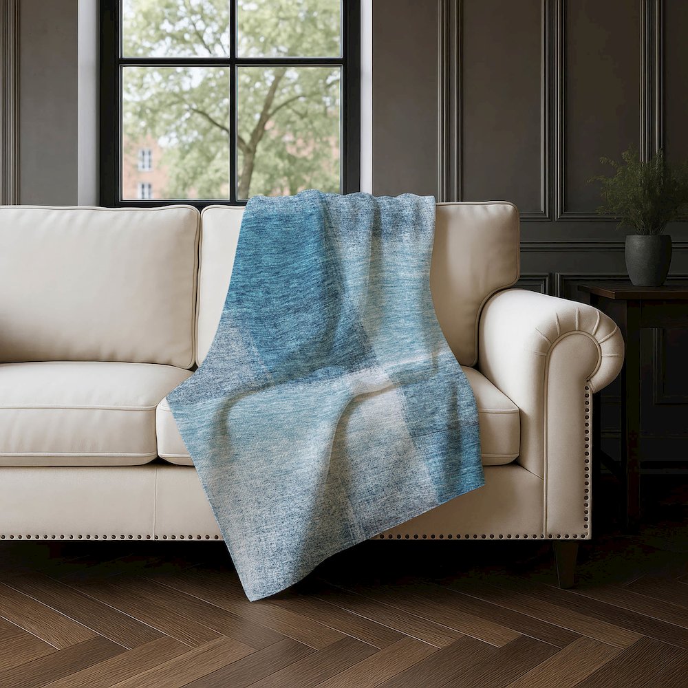 Premium Machine Washable ASB742 Denim 50" x 70" Sherpa Throw Blanket. Picture 4