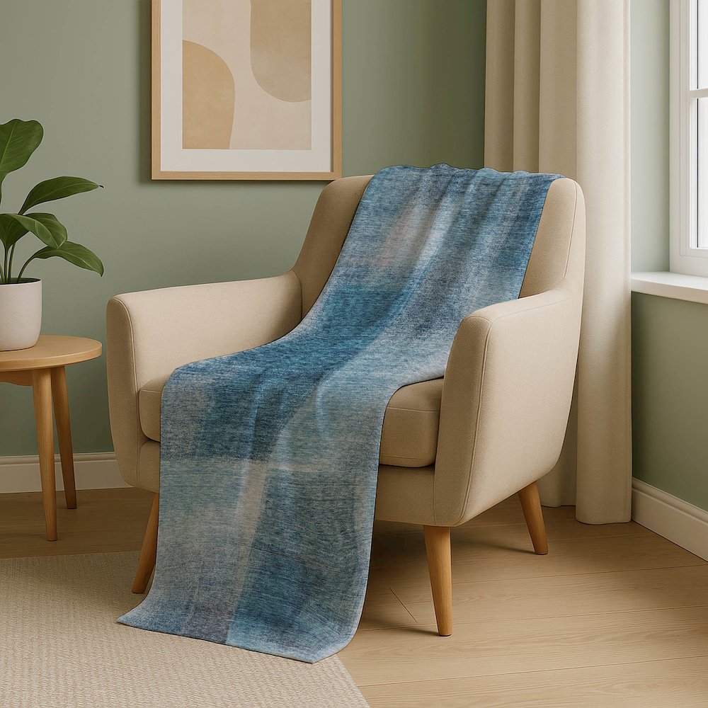 Premium Machine Washable ASB742 Denim 50" x 70" Sherpa Throw Blanket. Picture 5