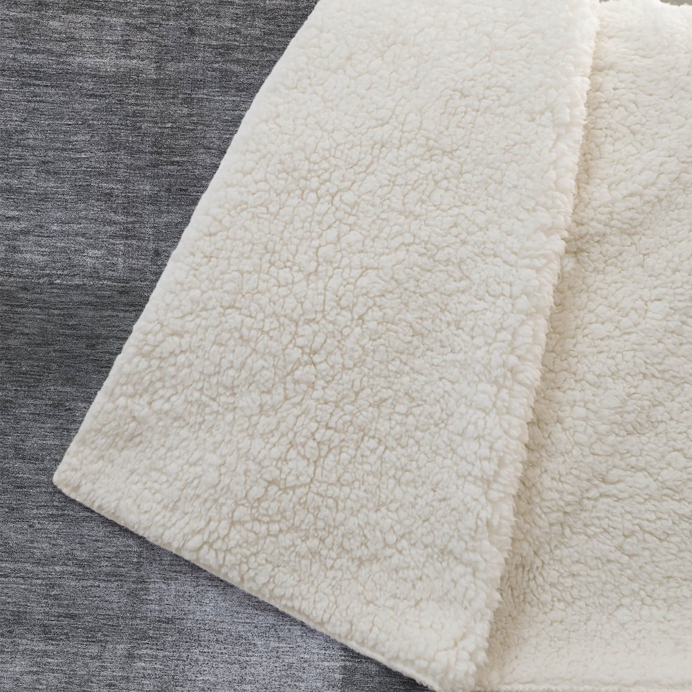 Premium Machine Washable ASB742 Gray 50" x 70" Sherpa Throw Blanket. Picture 2