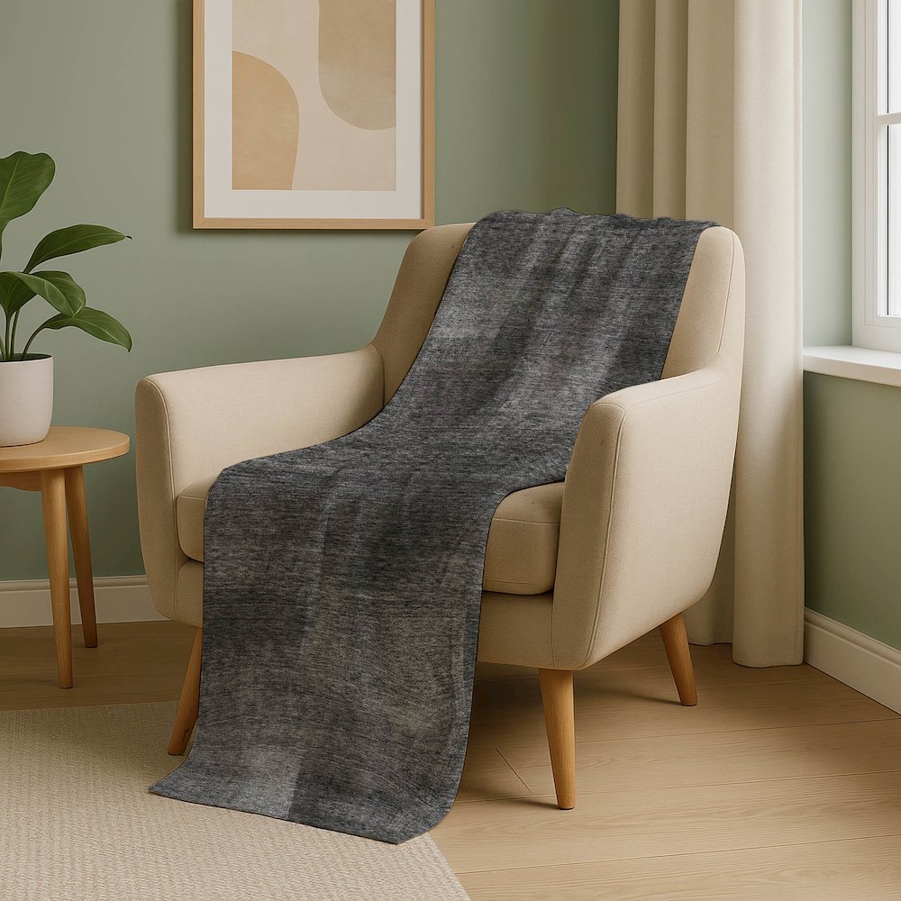 Premium Machine Washable ASB742 Gray 50" x 70" Sherpa Throw Blanket. Picture 5