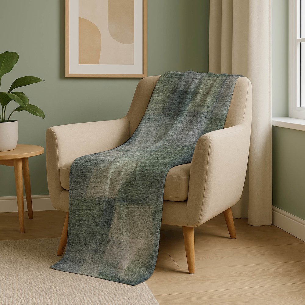 Premium Machine Washable ASB742 Olive 50" x 70" Sherpa Throw Blanket. Picture 5
