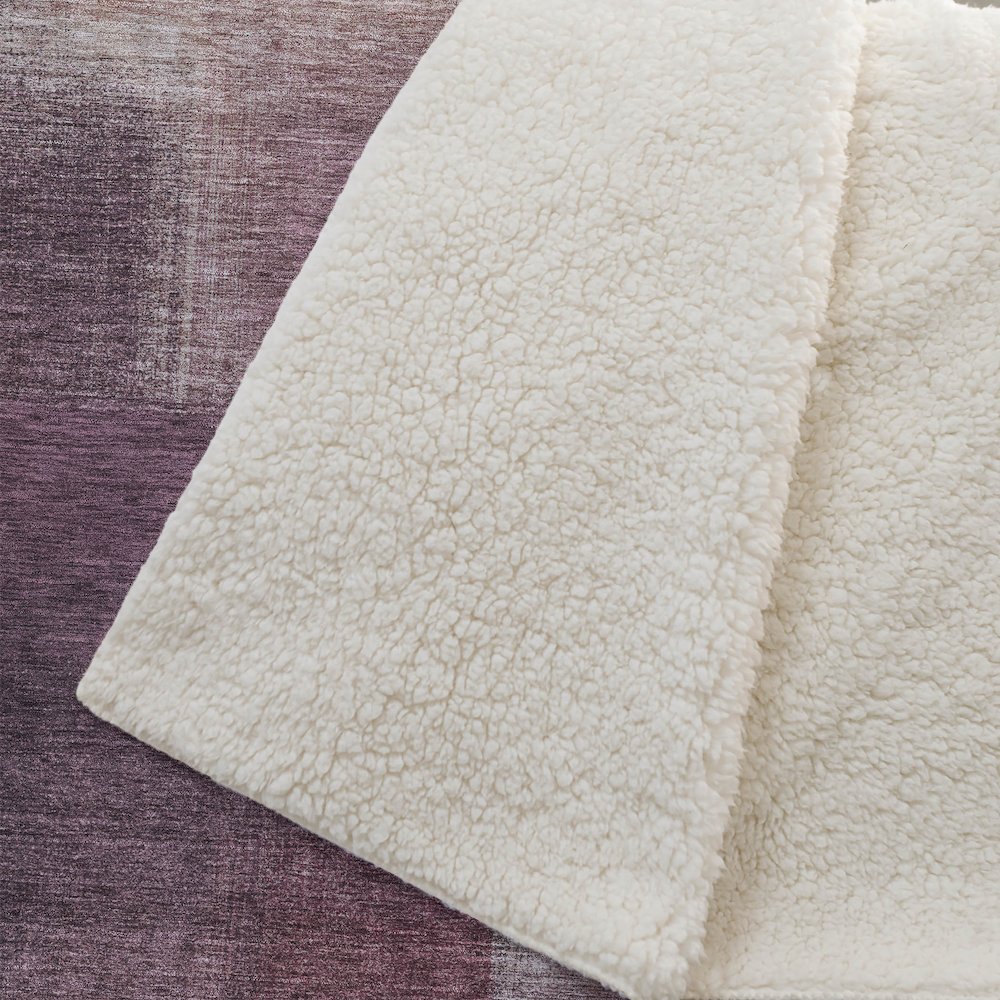 Premium Machine Washable ASB742 Plum 50" x 70" Sherpa Throw Blanket. Picture 2