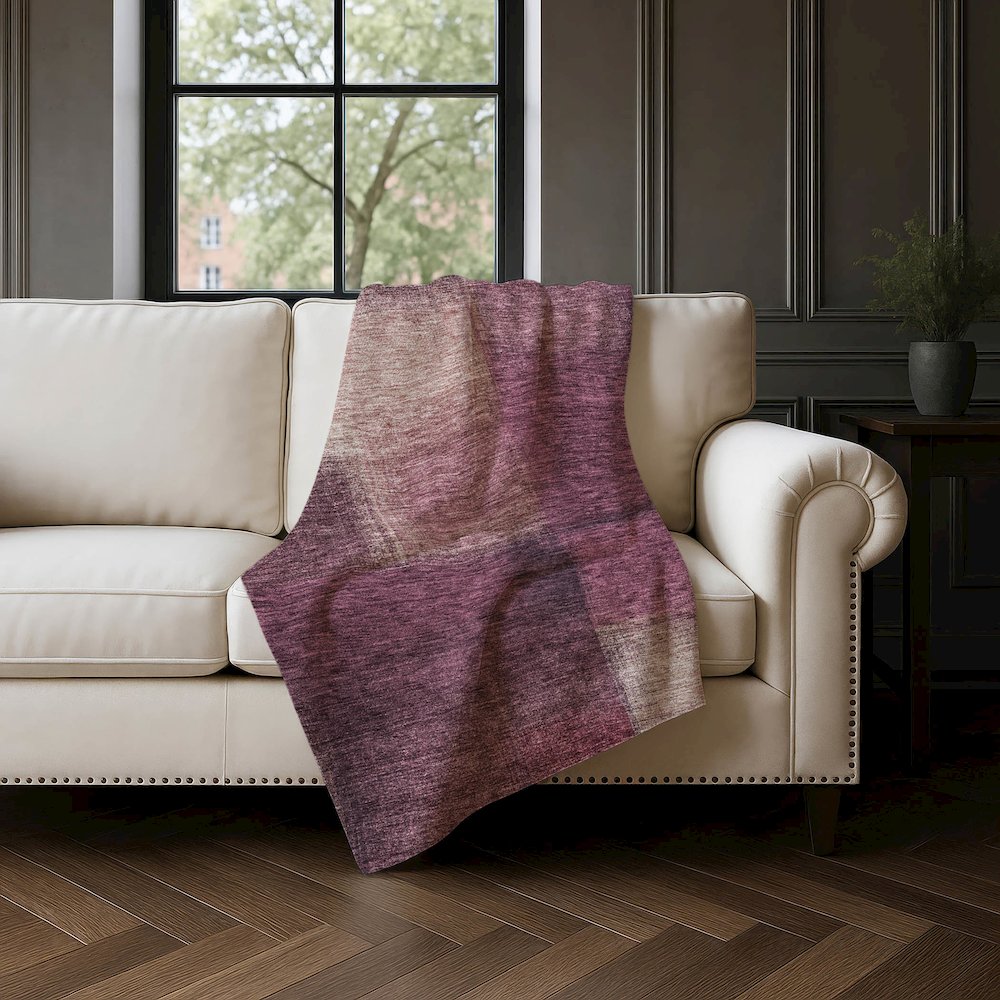 Premium Machine Washable ASB742 Plum 50" x 70" Sherpa Throw Blanket. Picture 4