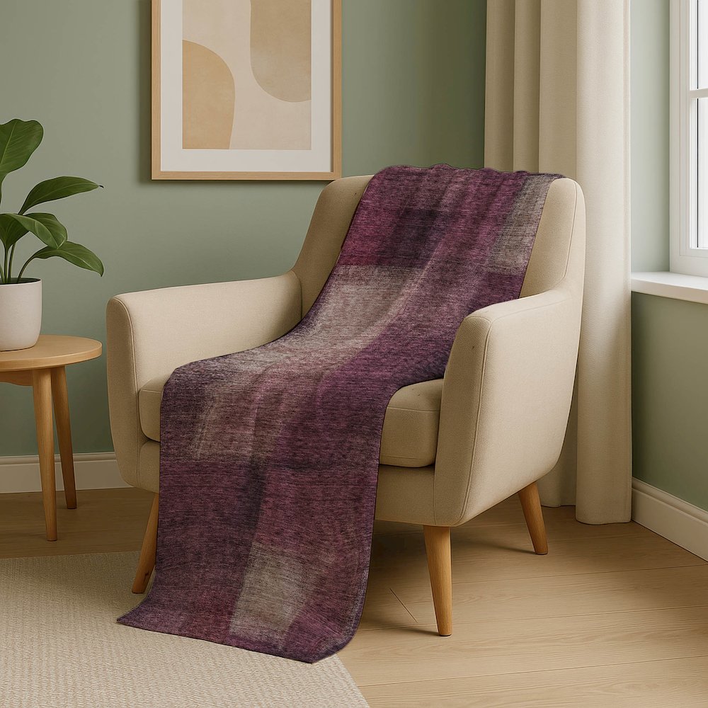 Premium Machine Washable ASB742 Plum 50" x 70" Sherpa Throw Blanket. Picture 5
