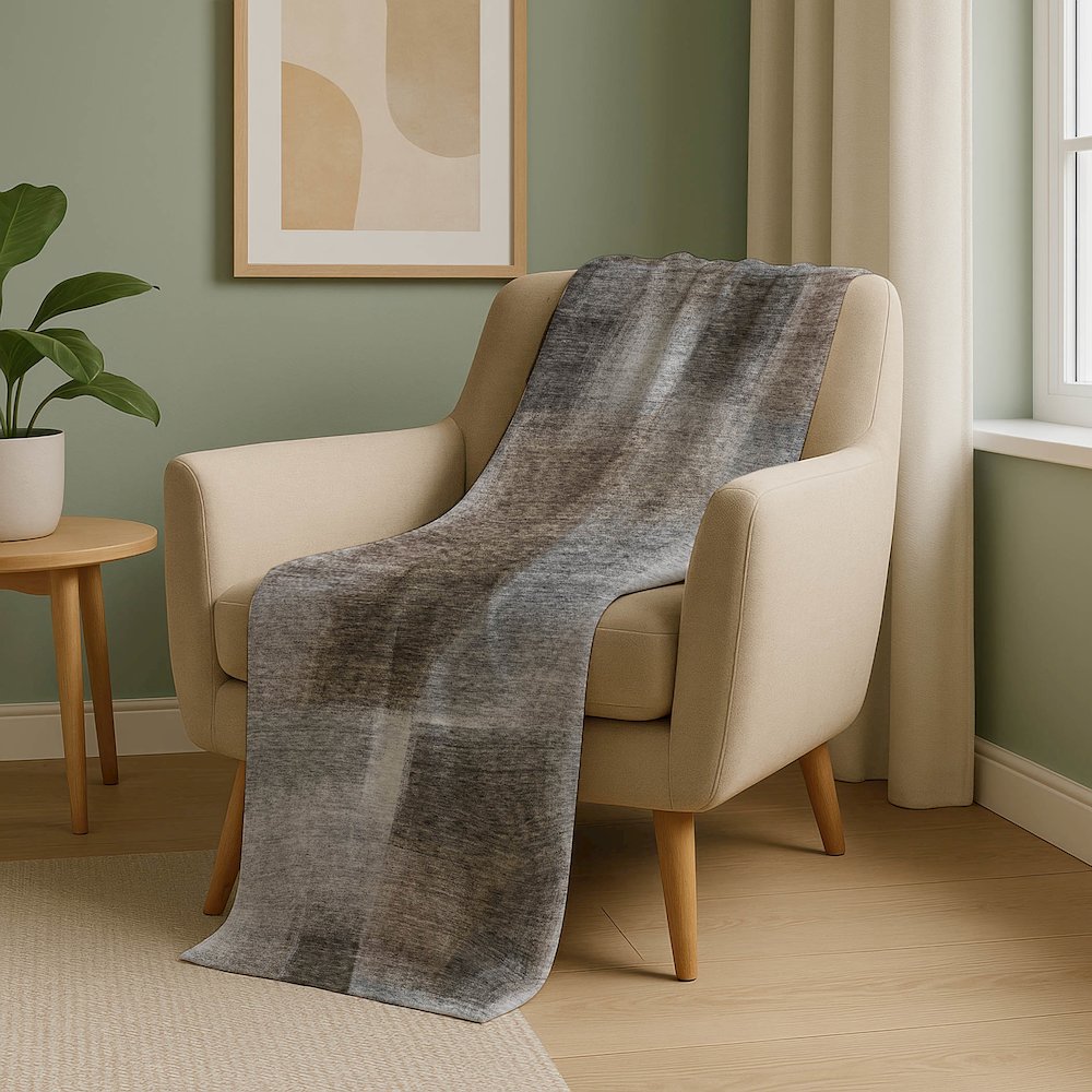 Premium Machine Washable ASB742 Silver 50" x 70" Sherpa Throw Blanket. Picture 5
