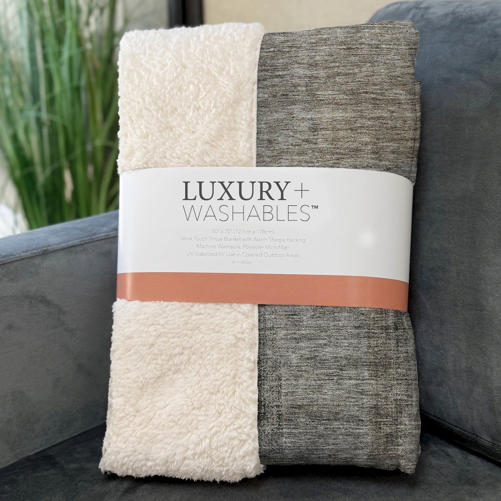 Premium Machine Washable ASB742 Taupe 50" x 70" Sherpa Throw Blanket. Picture 3
