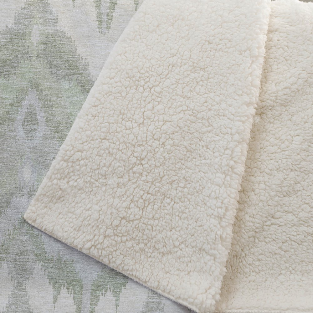 Premium Machine Washable ASB743 Aloe 50" x 70" Sherpa Throw Blanket. Picture 2