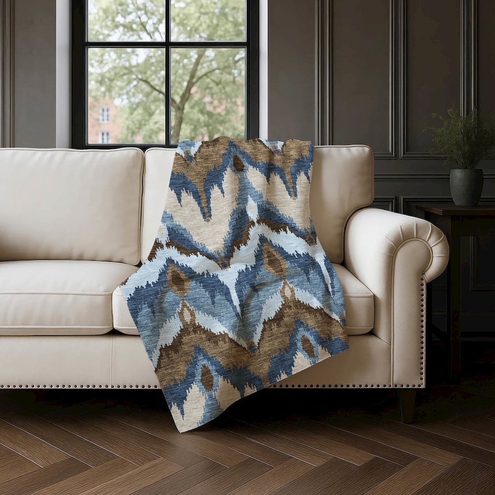 Premium Machine Washable ASB743 Blue 50" x 70" Sherpa Throw Blanket. Picture 4