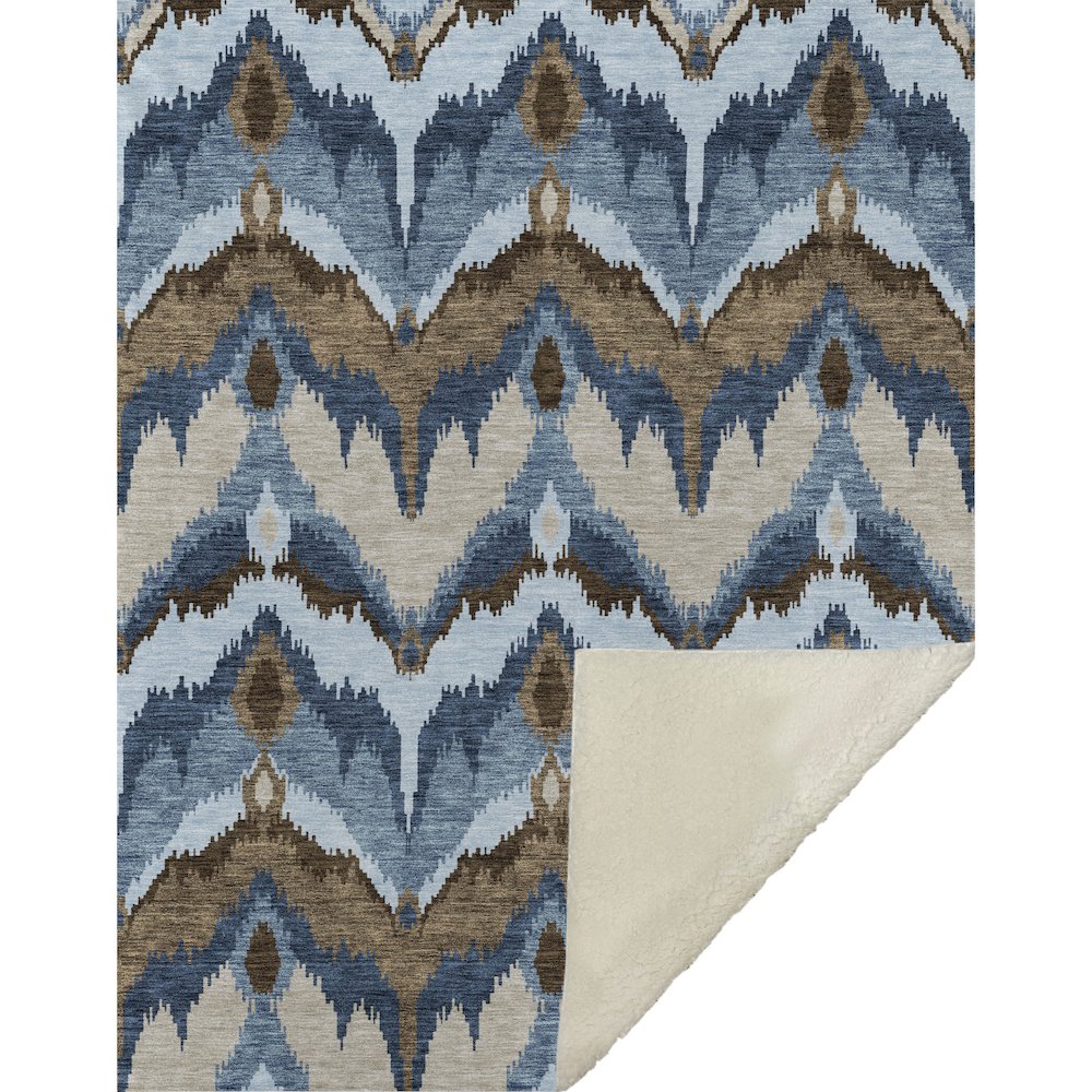 Premium Machine Washable ASB743 Blue 50" x 70" Sherpa Throw Blanket. Picture 1