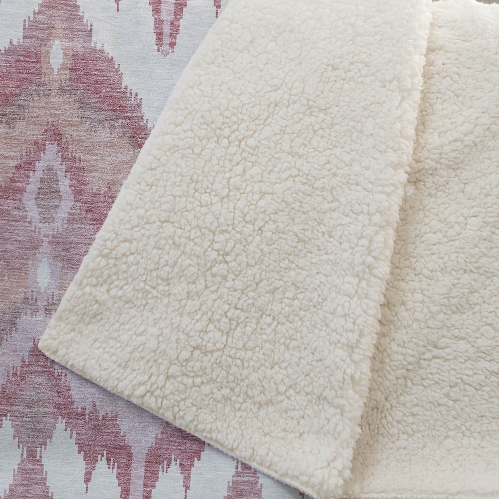 Premium Machine Washable ASB743 Blush 50" x 70" Sherpa Throw Blanket. Picture 2