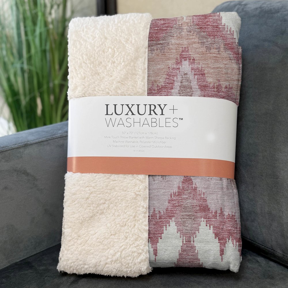 Premium Machine Washable ASB743 Blush 50" x 70" Sherpa Throw Blanket. Picture 3
