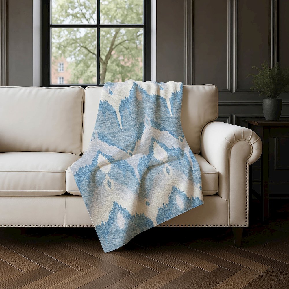 Premium Machine Washable ASB743 Denim 50" x 70" Sherpa Throw Blanket. Picture 4